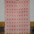 Lot 179 - Vintage Woven Wool Coverlet in Red, Cream, and Dark Green, 59" W x 82" H