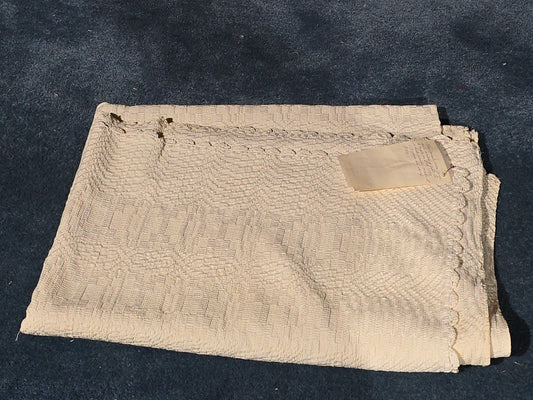 Antique White Woven Coverlet with Provenance Note Dated 1893
