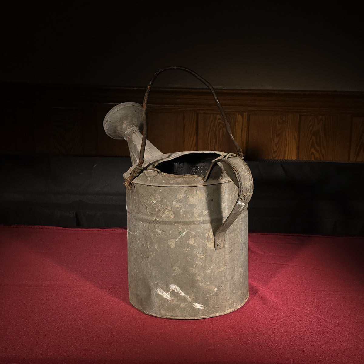 Vintage Galvanized Watering Can with Bail Handle and Rose Spout