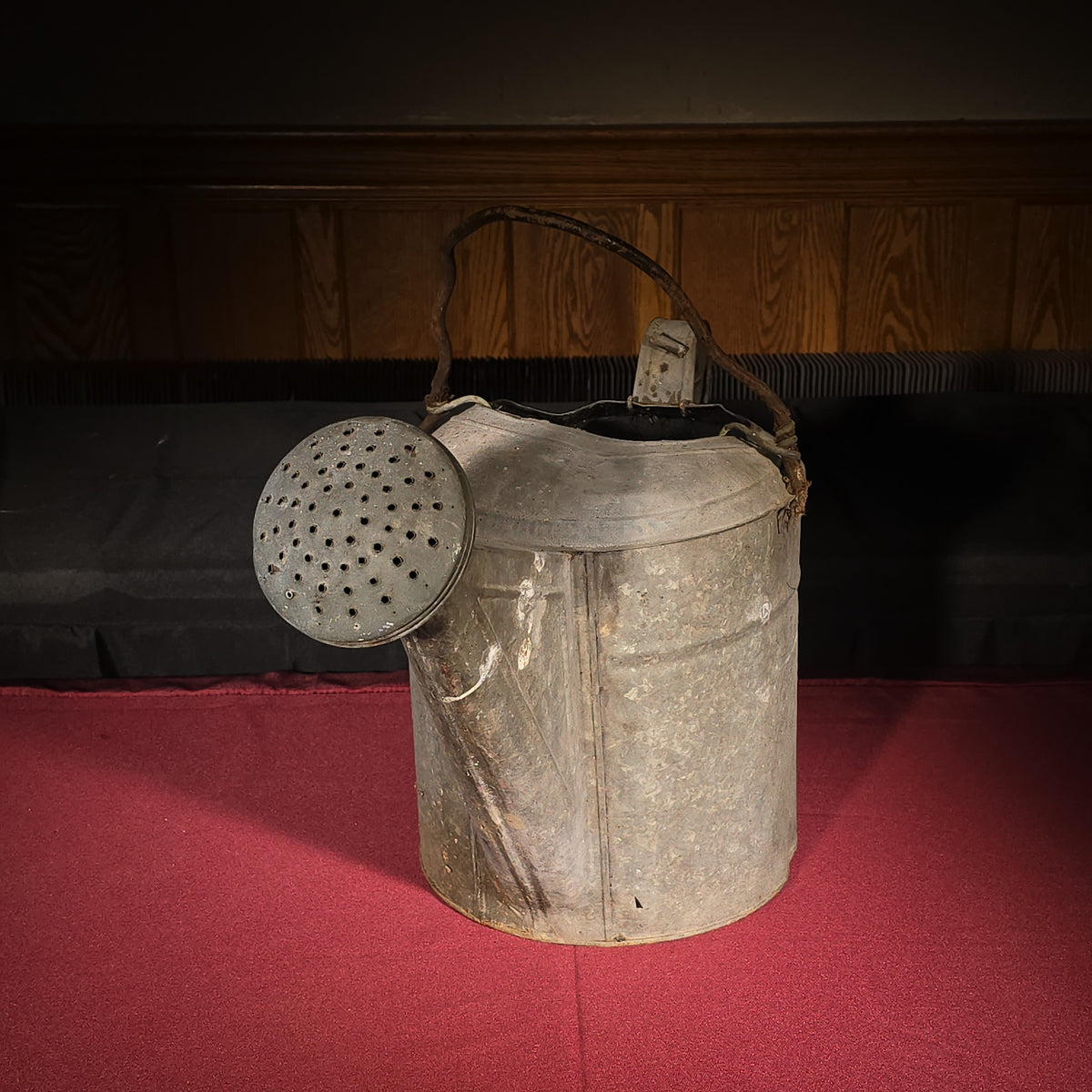 Vintage Galvanized Watering Can with Bail Handle and Rose Spout