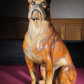 Lot 211 - Vintage Large Resin Boxer Dog Figure in Seated Pose, 24-3/4" H