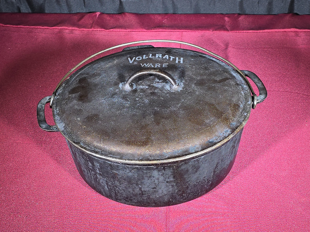 Vintage Vollrath Ware No. 65 Cast Iron Dutch Oven with Lid and Bail Handle