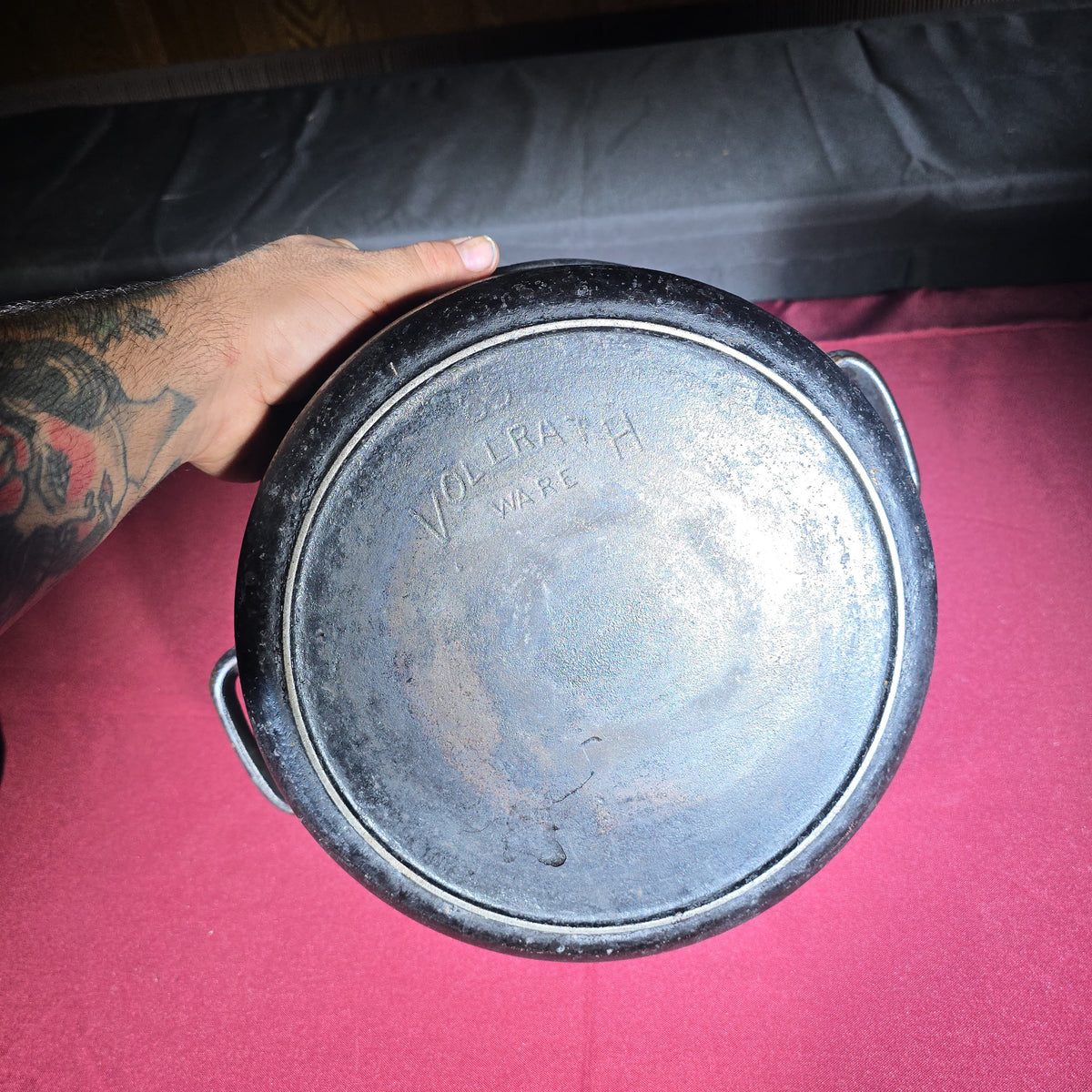 Vintage Vollrath Ware No. 65 Cast Iron Dutch Oven with Lid and Bail Handle