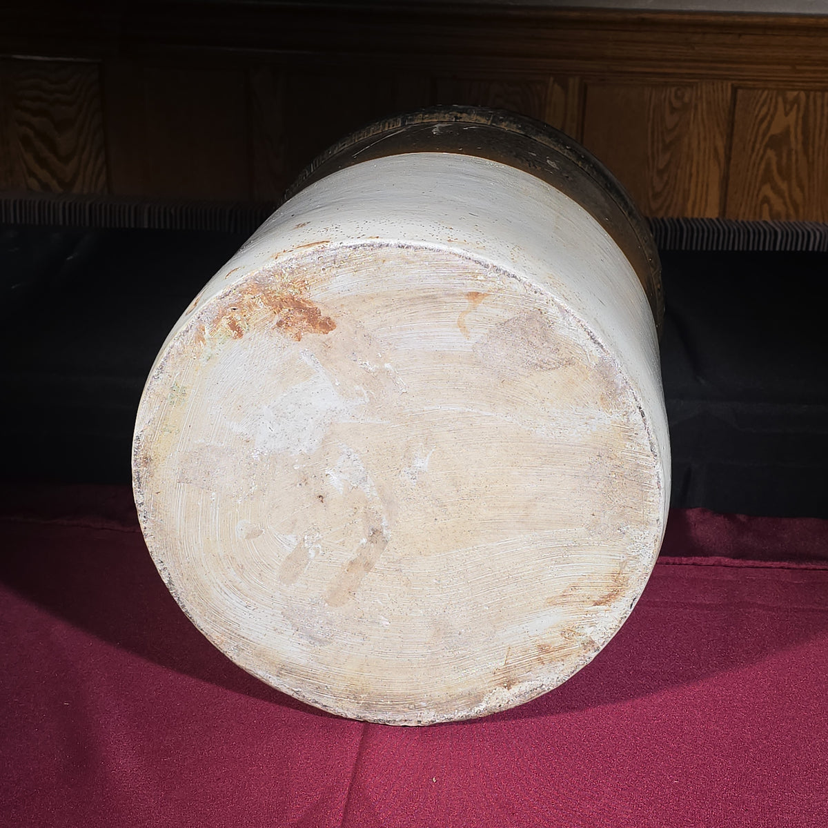 Antique Six-Gallon Two-Tone Stoneware Crock with Keystone Mark