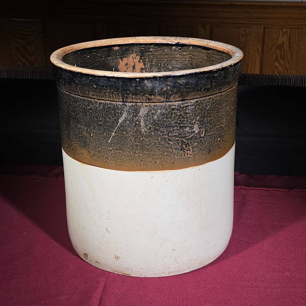 Antique Six-Gallon Two-Tone Stoneware Crock with Keystone Mark