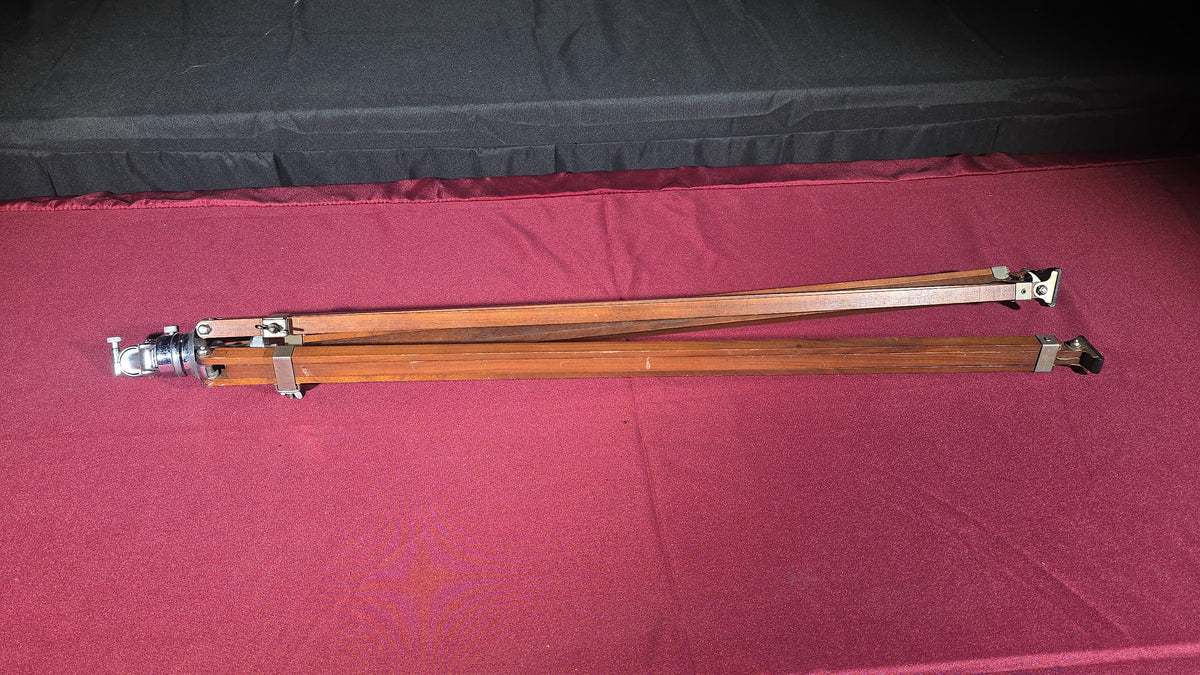 Vintage Wood and Metal Tripod with Pan Head