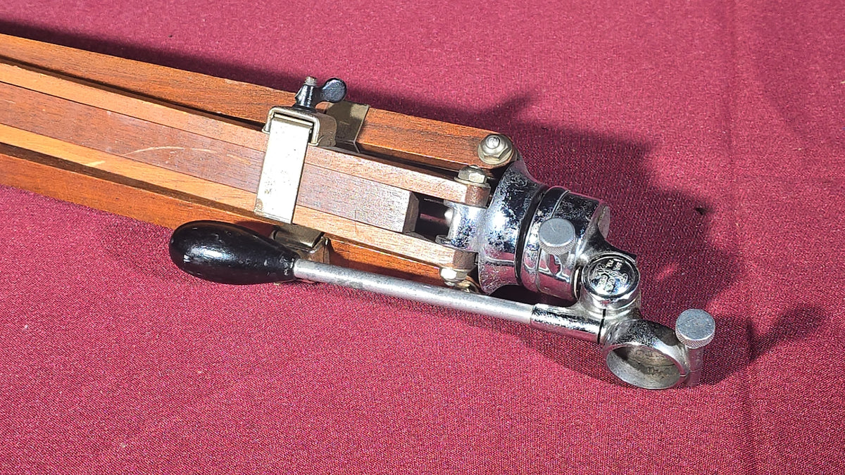 Vintage Wood and Metal Tripod with Pan Head
