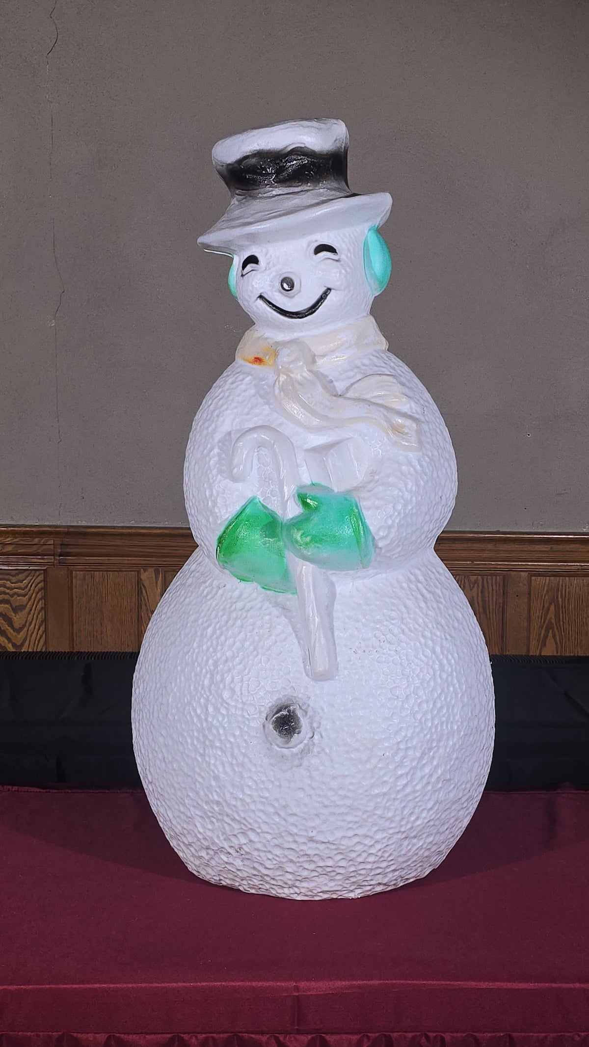 Vintage Blow Mold Snowman with Top Hat and Broom