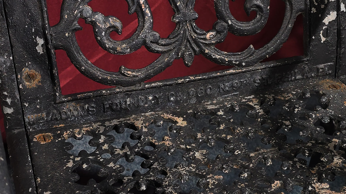 Pair of Antique Cast Iron Garden Armchairs, Manufactured by W. Adams Foundry Co., Philadelphia, Pennsylvania