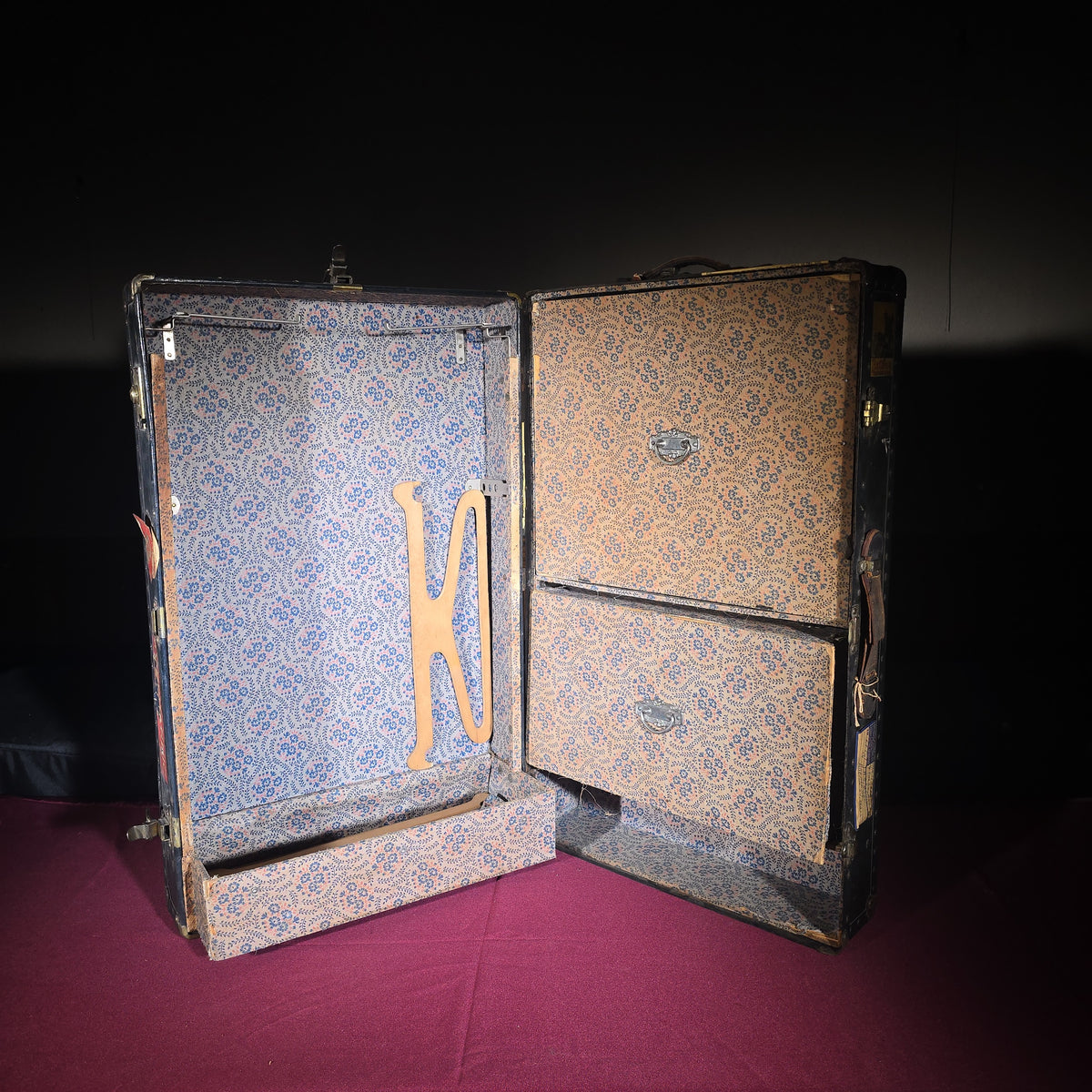 Antique Steamer Trunk with Travel Labels including Cunard White Star, American President Lines, M.V. Britannic, and Hotel Carlton, Lt. Col. James A. Sullivan, Allston, Massachusetts