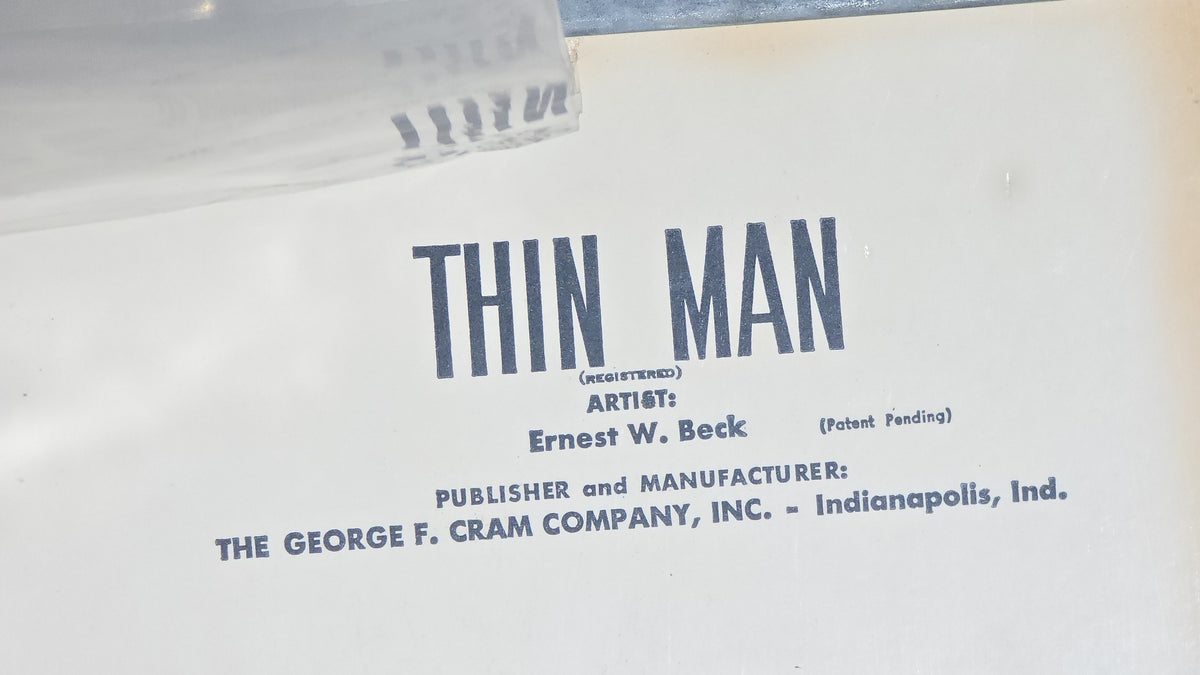 Vintage "Thin Man" Anatomical Chart with Overlay Transparencies in Metal Stand, Artist Ernest W. Beck, Published by The George F. Cram Company, Indianapolis, Indiana, 1962