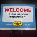 Lot 153 - Vintage Pennzoil "Welcome to Our Service Department" Advertising Tin Tacker Sign, 24" W x 18" H
