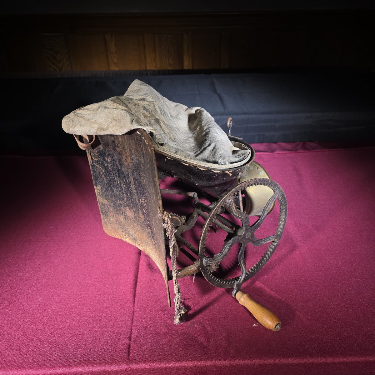 Antique Pierce's Improved "Cahoon" Broadcast Seed Sower with Canvas Bag, Manufactured by Goodell & Company, Antrim, New Hampshire