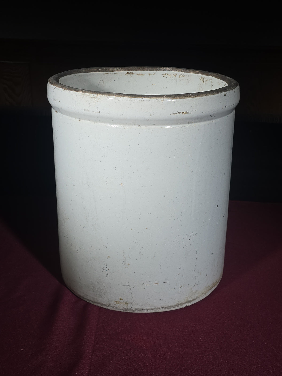 Antique 6-Gallon Stoneware Crock with Blue Crown Mark
