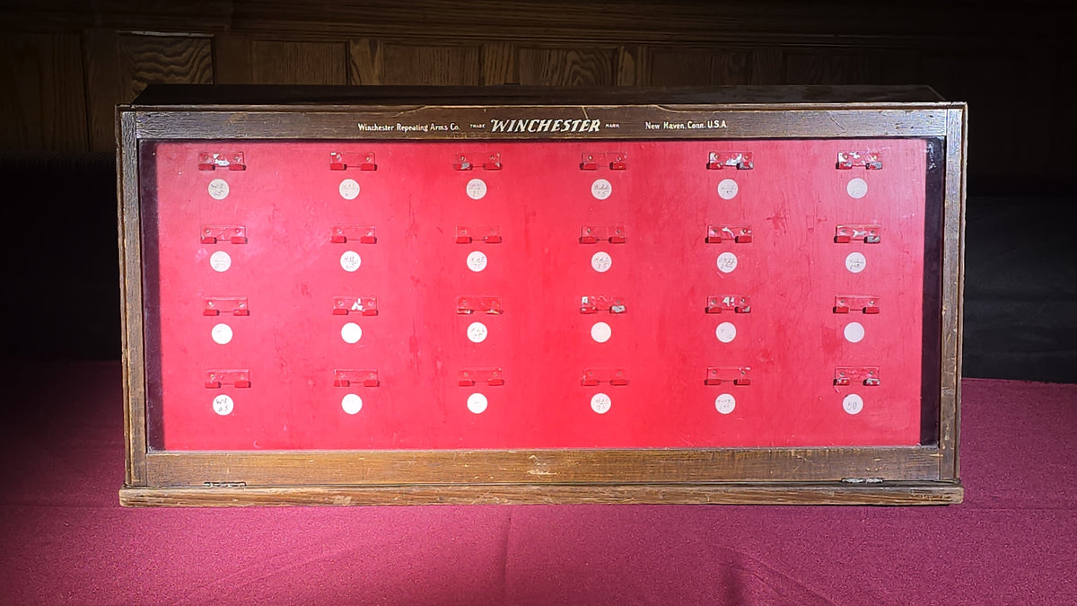 Antique Winchester Repeating Arms Co. Oak and Glass Countertop Pocket Knife Store Display Case, New Haven, Connecticut