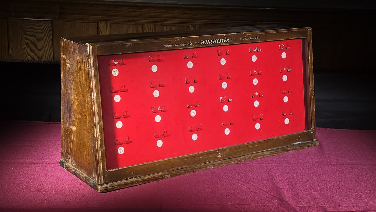 Antique Winchester Repeating Arms Co. Oak and Glass Countertop Pocket Knife Store Display Case, New Haven, Connecticut
