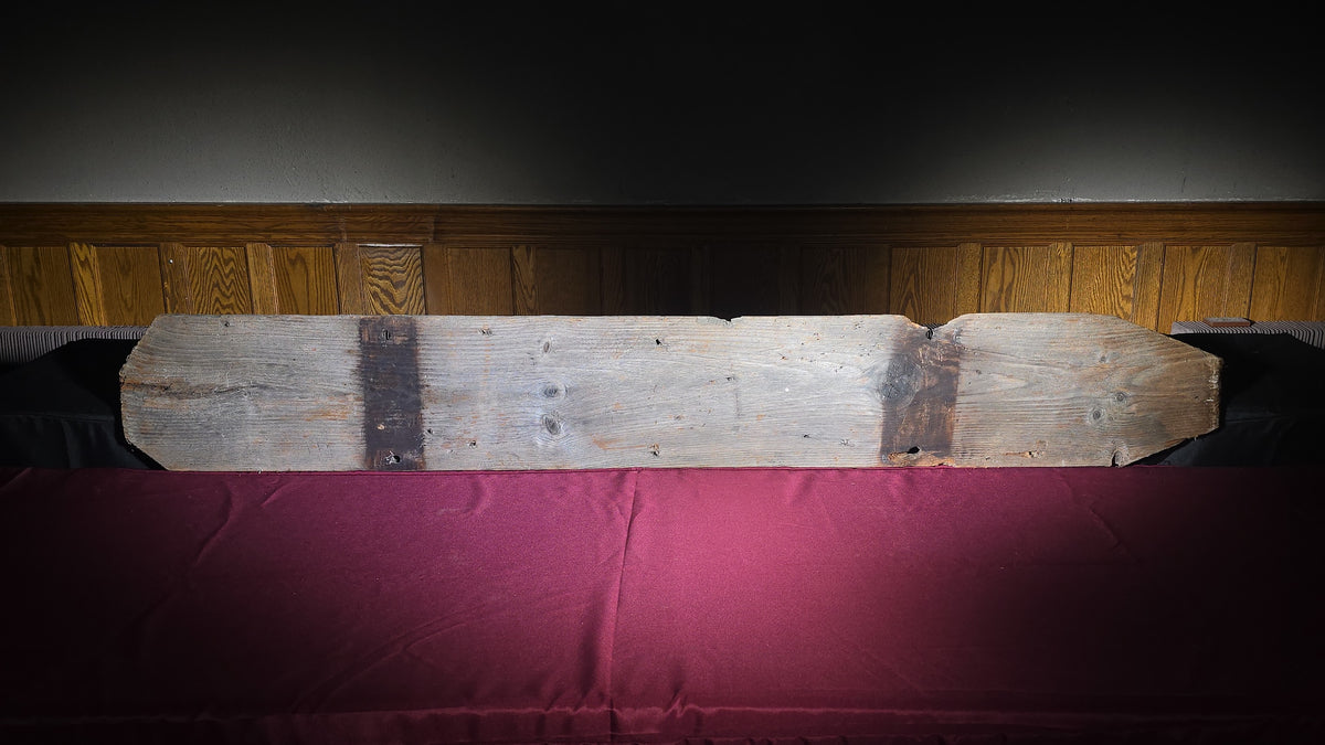Vintage Carved and Painted Wooden "Hall Mountain Trail" Sign with Footprint Graphic