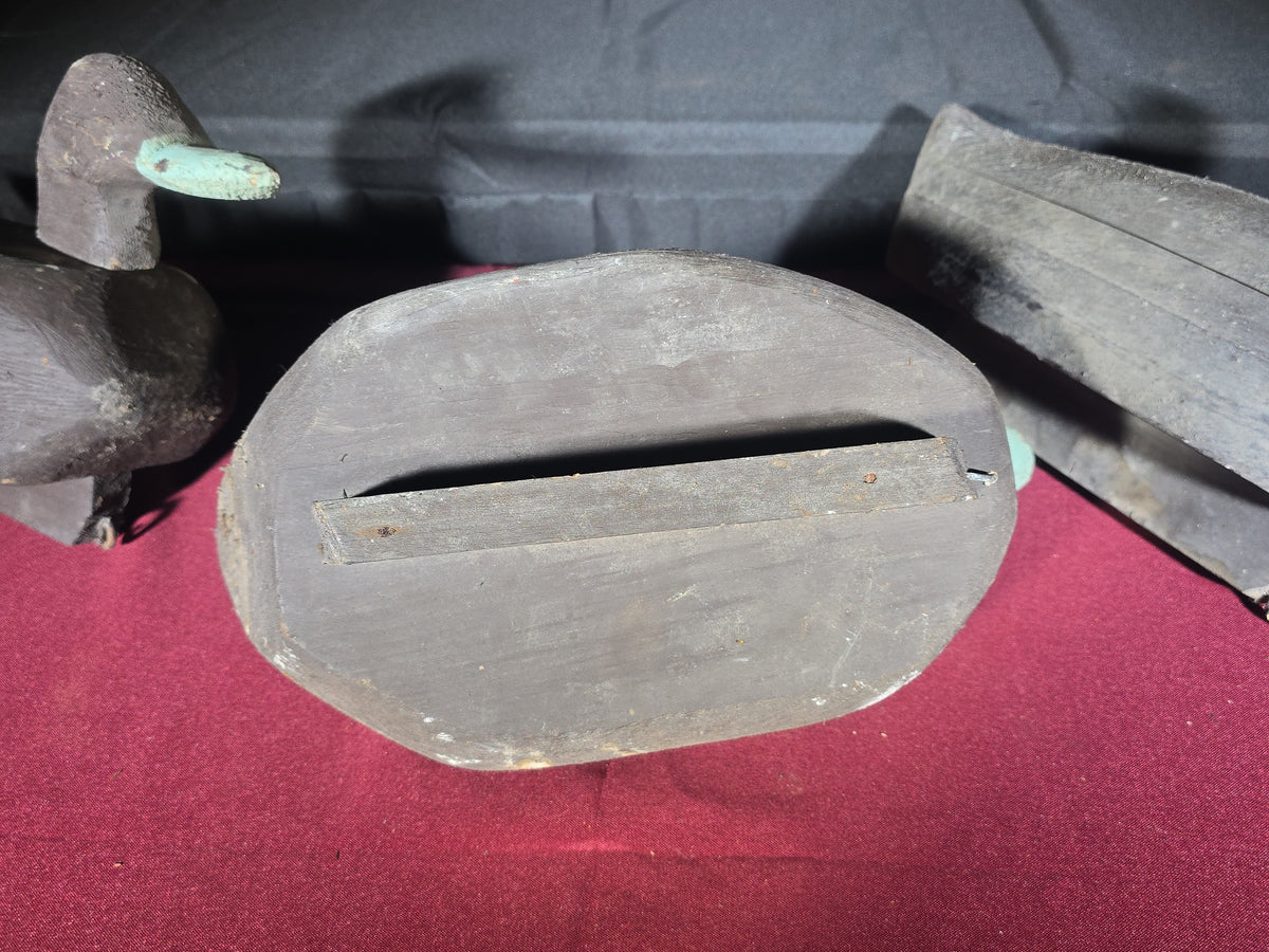 Grouping of Four Vintage Duck Decoys including Three Wooden and One Ariduk by General Fibre Co., St. Louis, Missouri