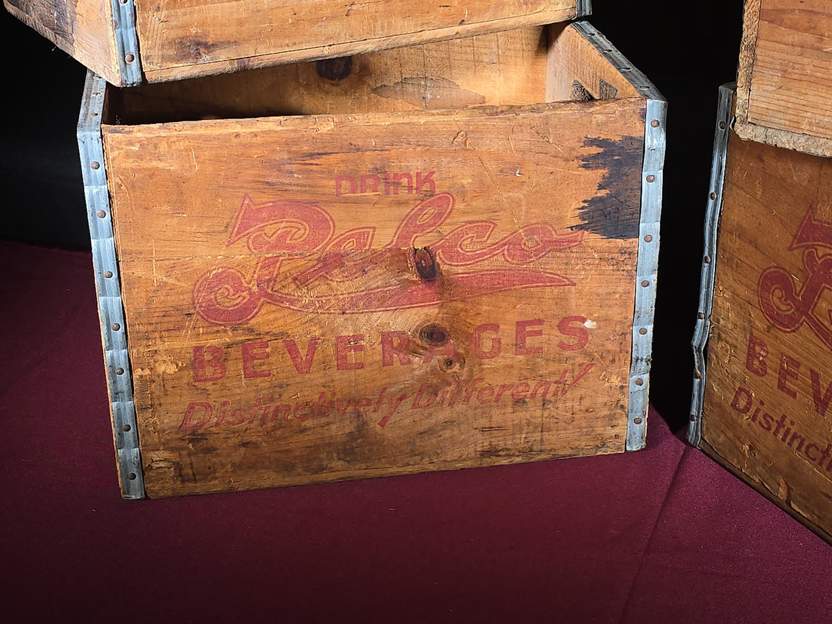 Grouping of Four Vintage Pelco Beverages Advertising Wood Crates, Everett Club Bottling Co., Everett, Massachusetts