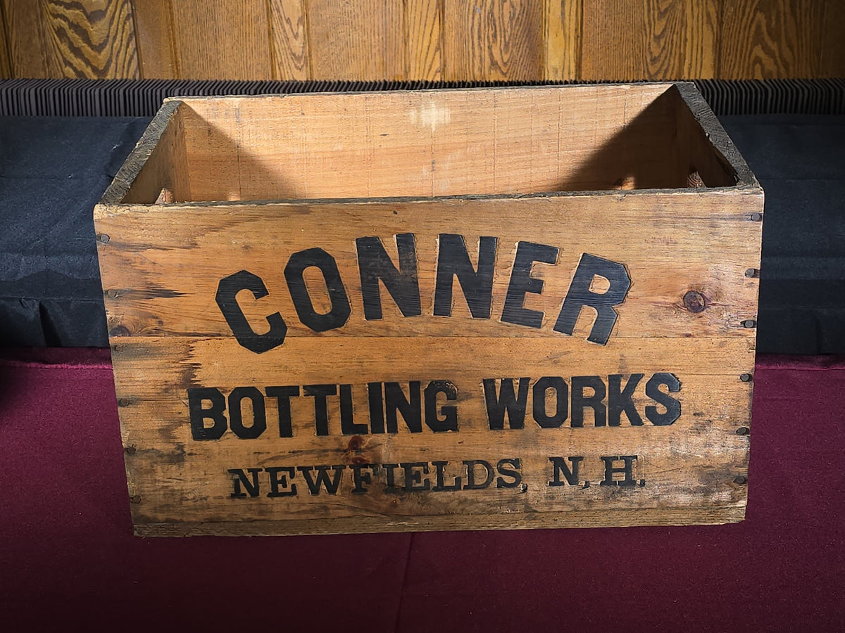 Pair of Vintage Conner Bottling Works Wooden Beverage Crates, Newfields, New Hampshire