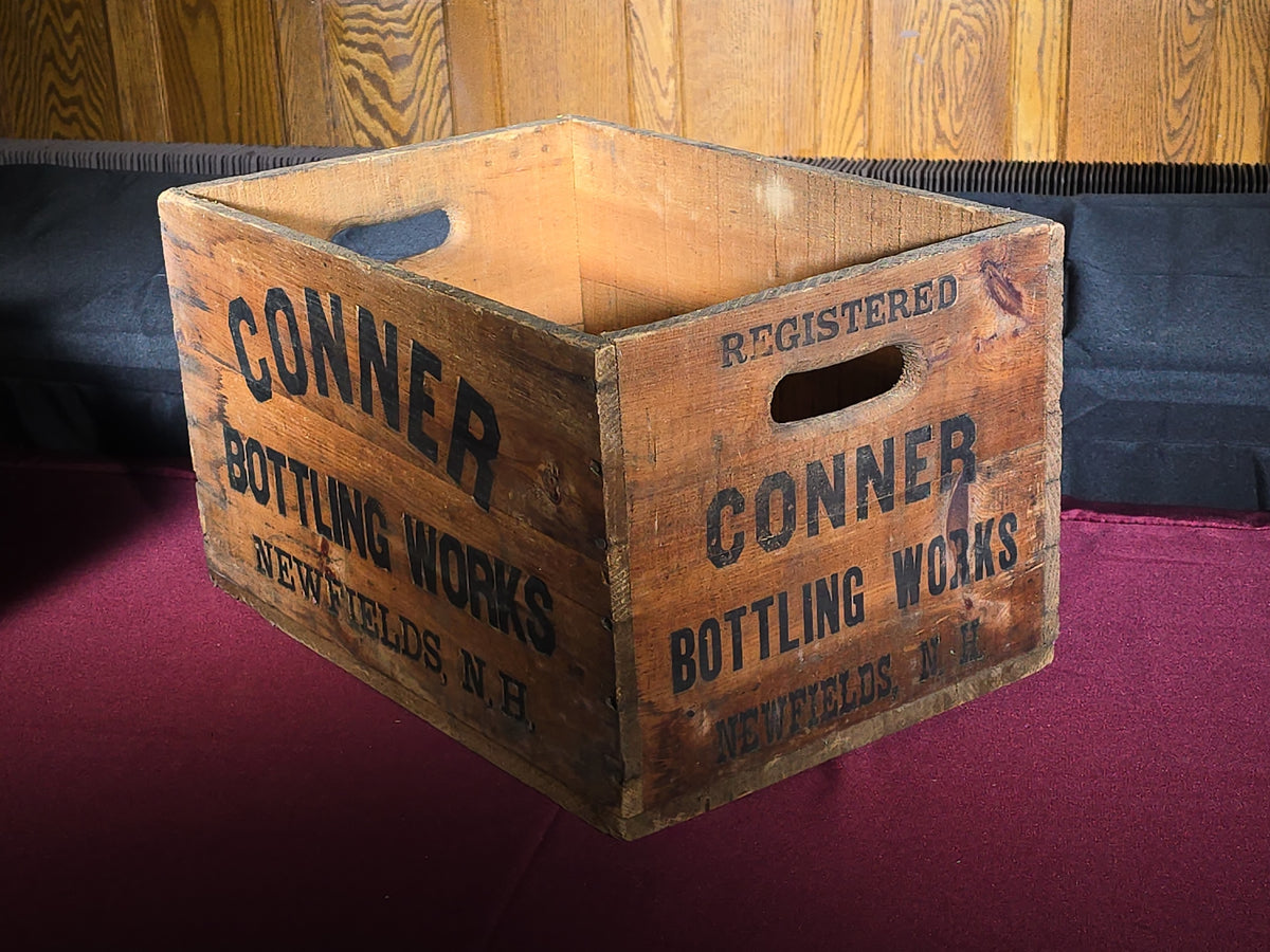 Pair of Vintage Conner Bottling Works Wooden Beverage Crates, Newfields, New Hampshire