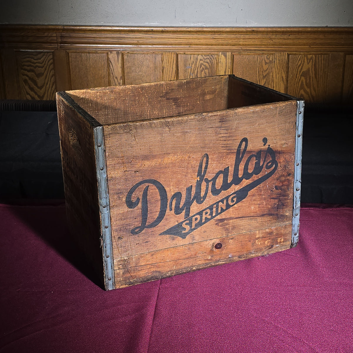 Vintage Dybala's Spring Bottling Works Wooden Advertising Beverage Crate, Woonsocket, Rhode Island