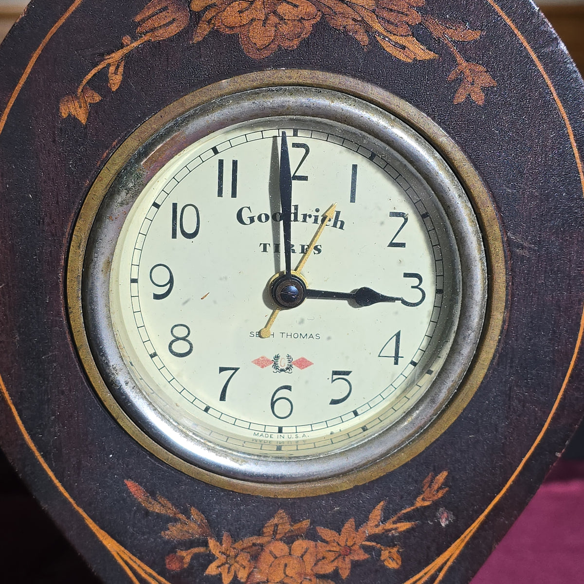 Vintage Seth Thomas Electric Mantel Clock Advertising Goodrich Tires