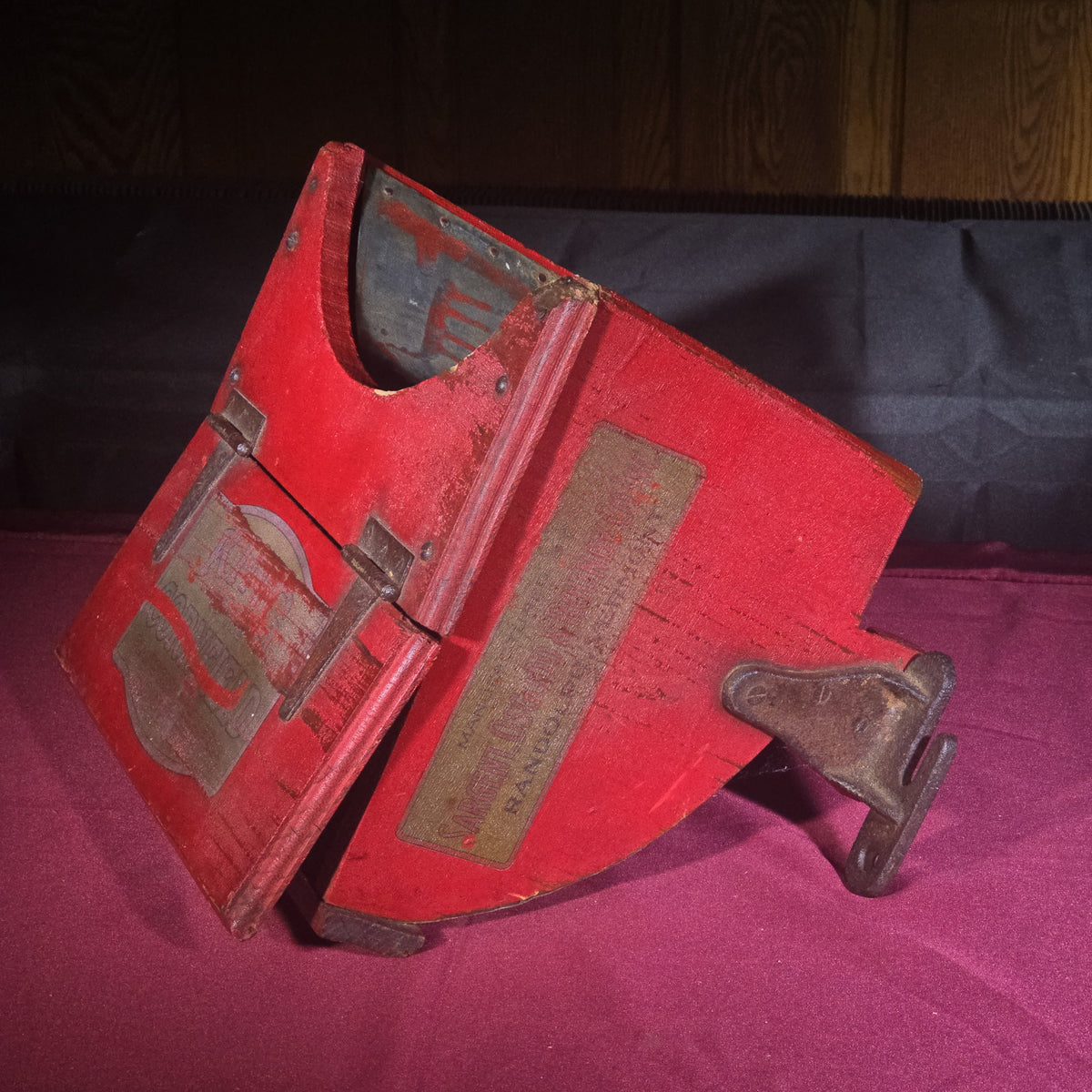Antique Red-Painted "King of the Cornfield" Wooden Seed Planter, Manufactured by Sargent, Osgood & Roundy Co. Inc., Randolph, Vermont