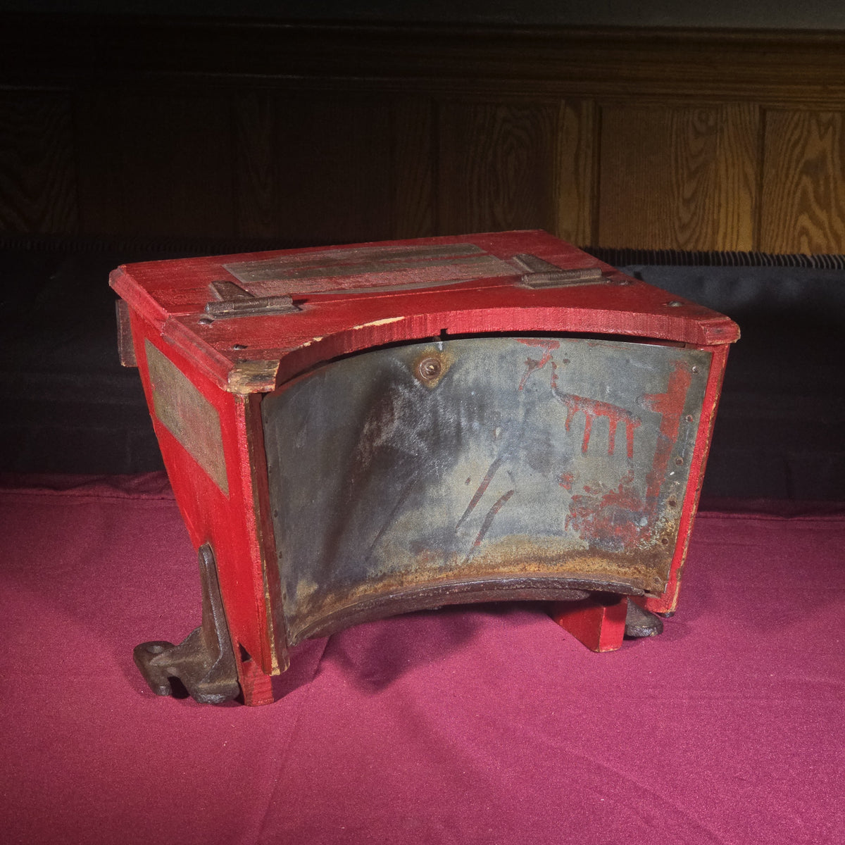 Antique Red-Painted "King of the Cornfield" Wooden Seed Planter, Manufactured by Sargent, Osgood & Roundy Co. Inc., Randolph, Vermont