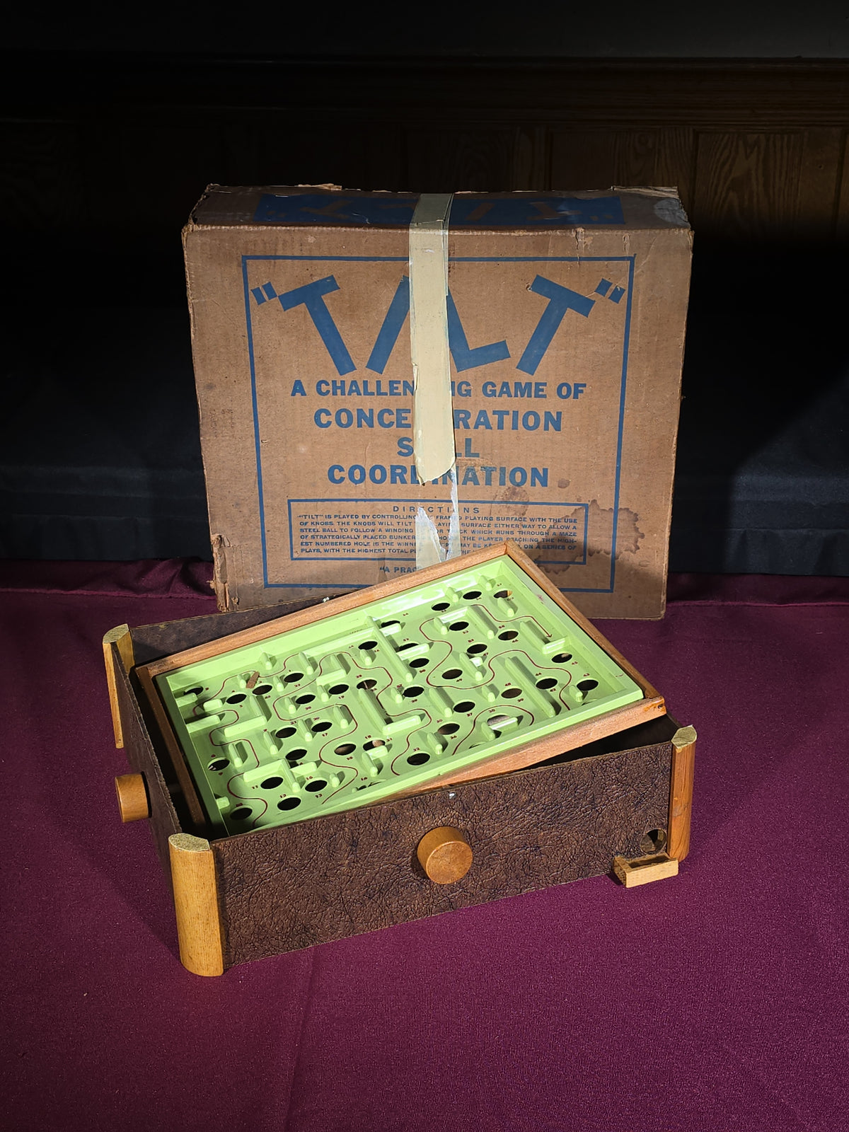 Vintage "Tilt" Tabletop Ball Maze Game with Original Box