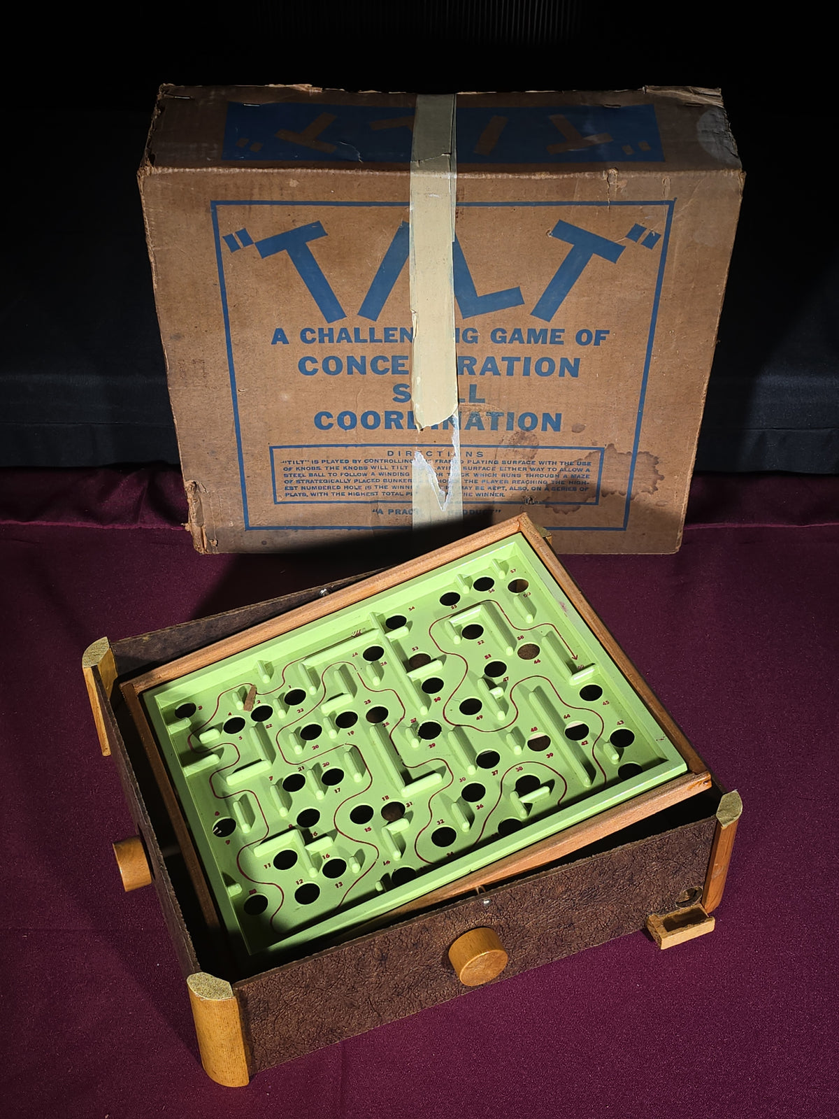 Vintage "Tilt" Tabletop Ball Maze Game with Original Box
