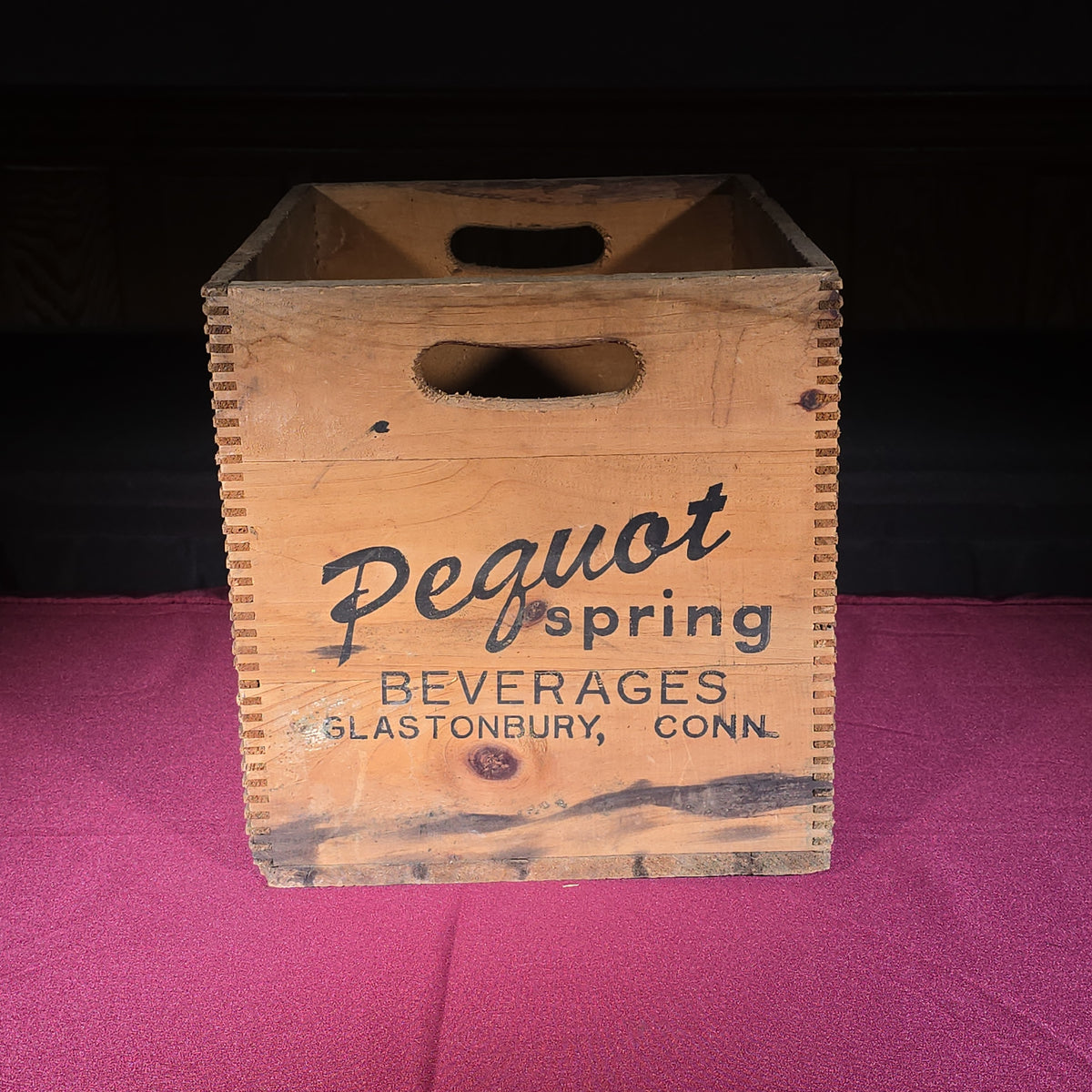 Vintage Pequot Spring Ginger Ale Wooden Beverage Crate, Glastonbury, Connecticut