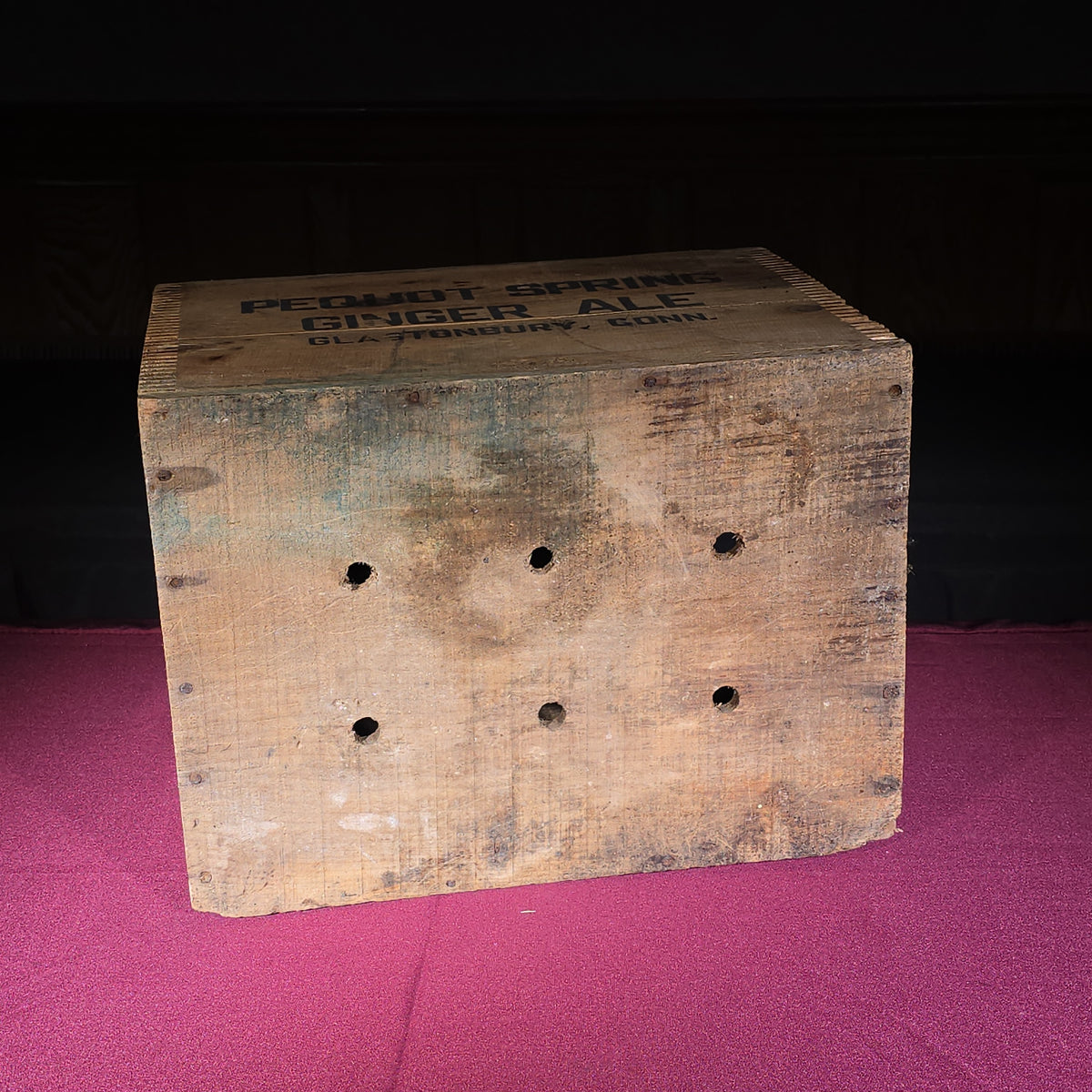 Vintage Pequot Spring Ginger Ale Wooden Beverage Crate, Glastonbury, Connecticut
