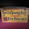 Lot 264 - Antique Austin, Young & Co. Fine Biscuit Advertising Wooden Crate, Boston, Massachusetts, 21-3/4" L x 14" W x 12-1/4" H