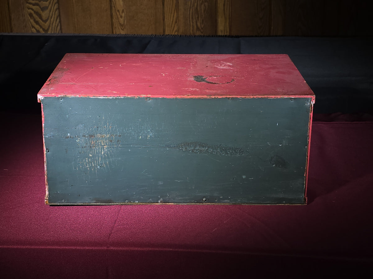 Vintage Pink-Painted Wooden Parts Cabinet with 18 Metal Drawers and Handwritten Labels
