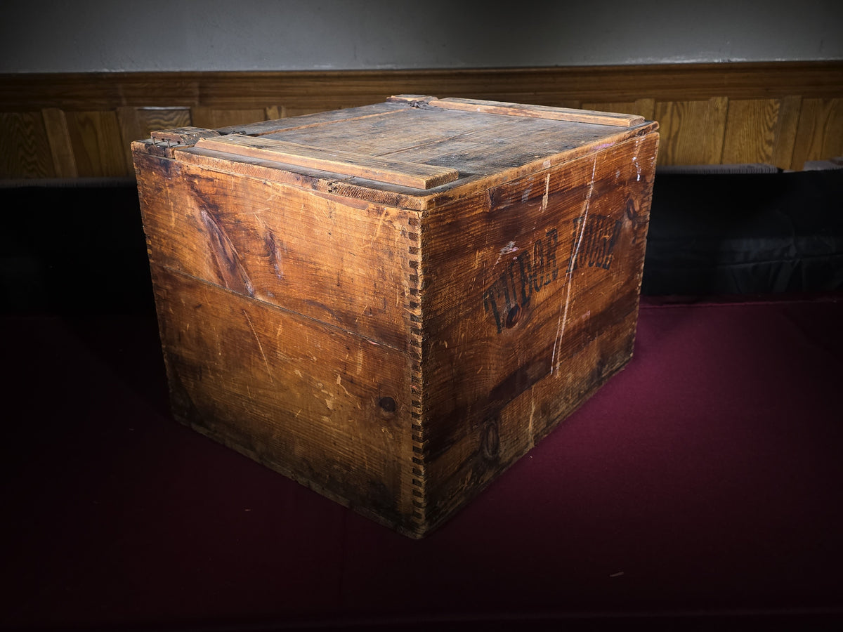 Vintage Tudor House Coffee Wooden Advertising Crate with Lid