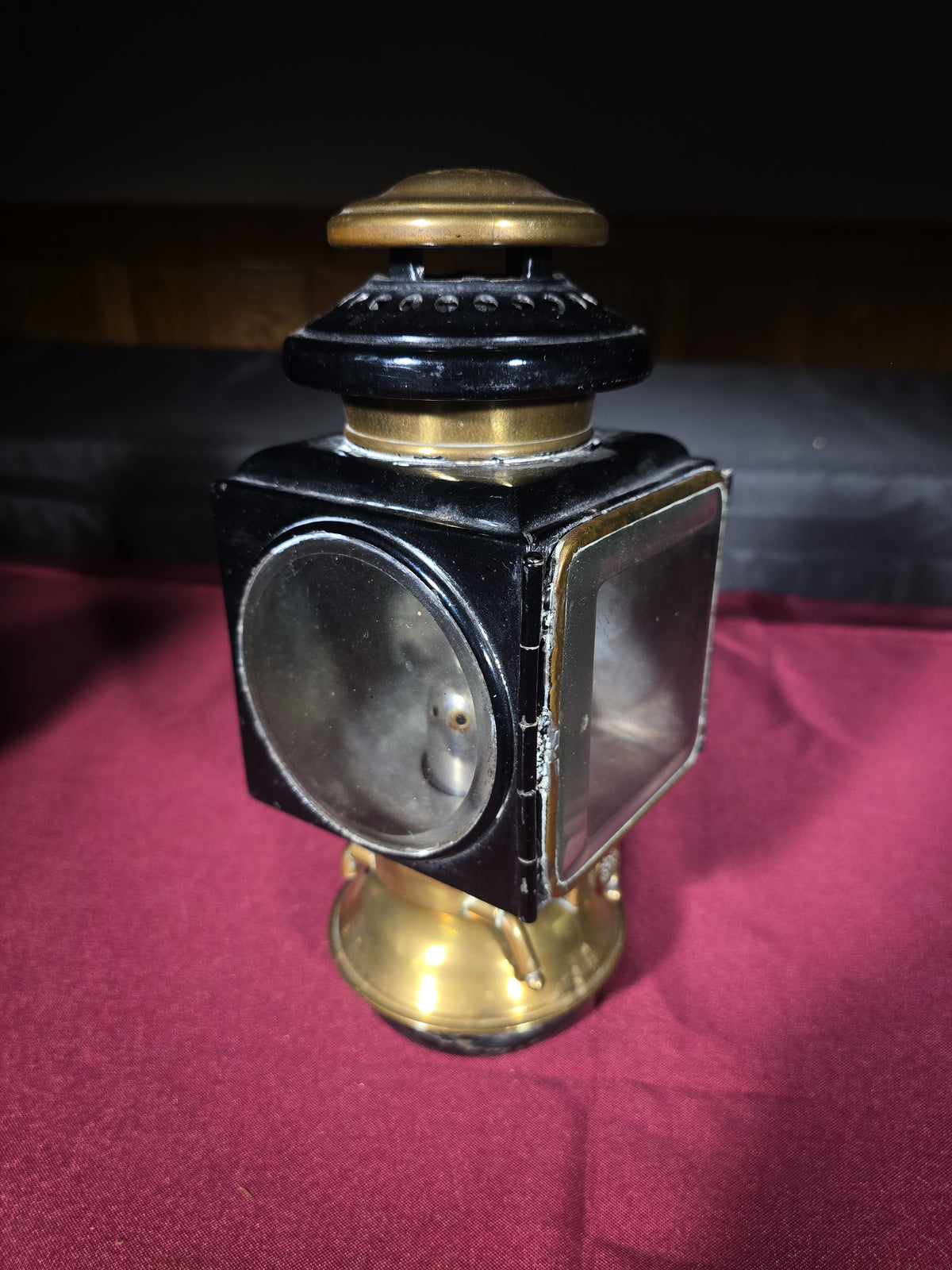 Pair of Antique Automobile Side Lamps with Beveled Glass, Manufactured by E. & J. (Edmund & Jones), Detroit, Michigan, Patented 1908