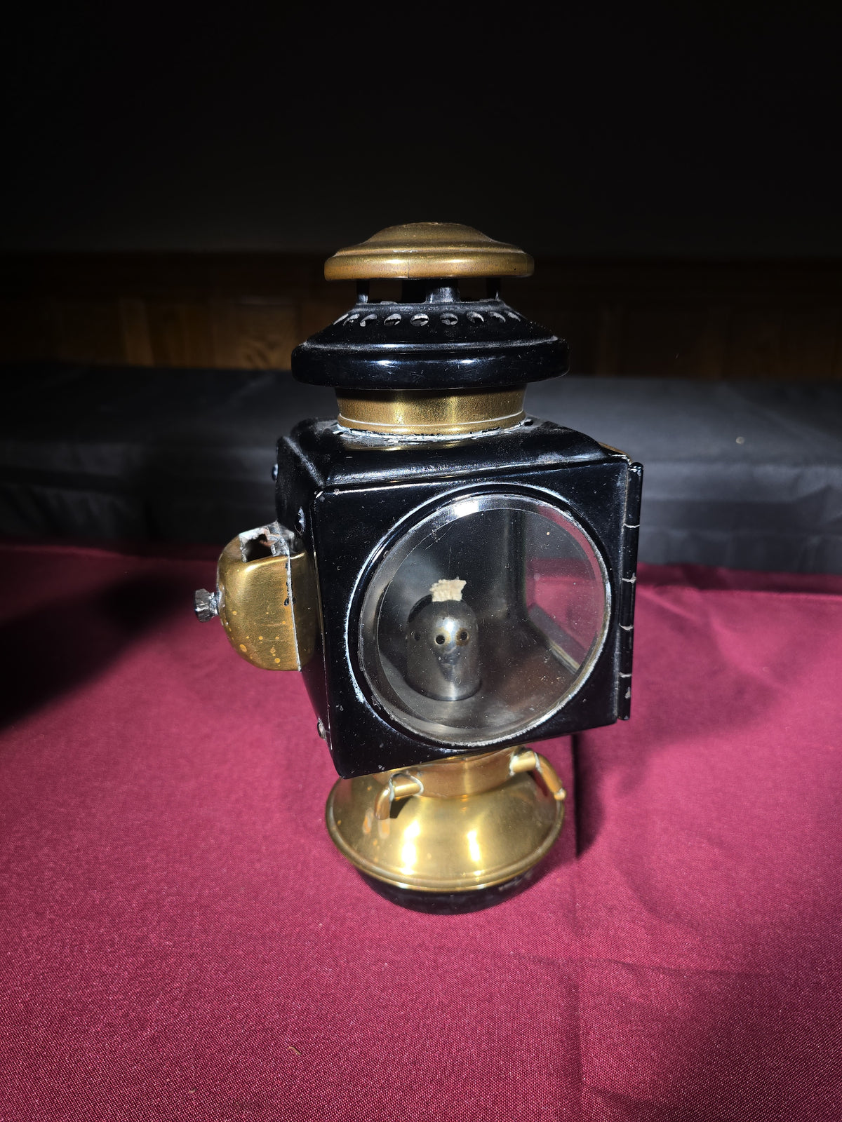 Pair of Antique Automobile Side Lamps with Beveled Glass, Manufactured by E. & J. (Edmund & Jones), Detroit, Michigan, Patented 1908