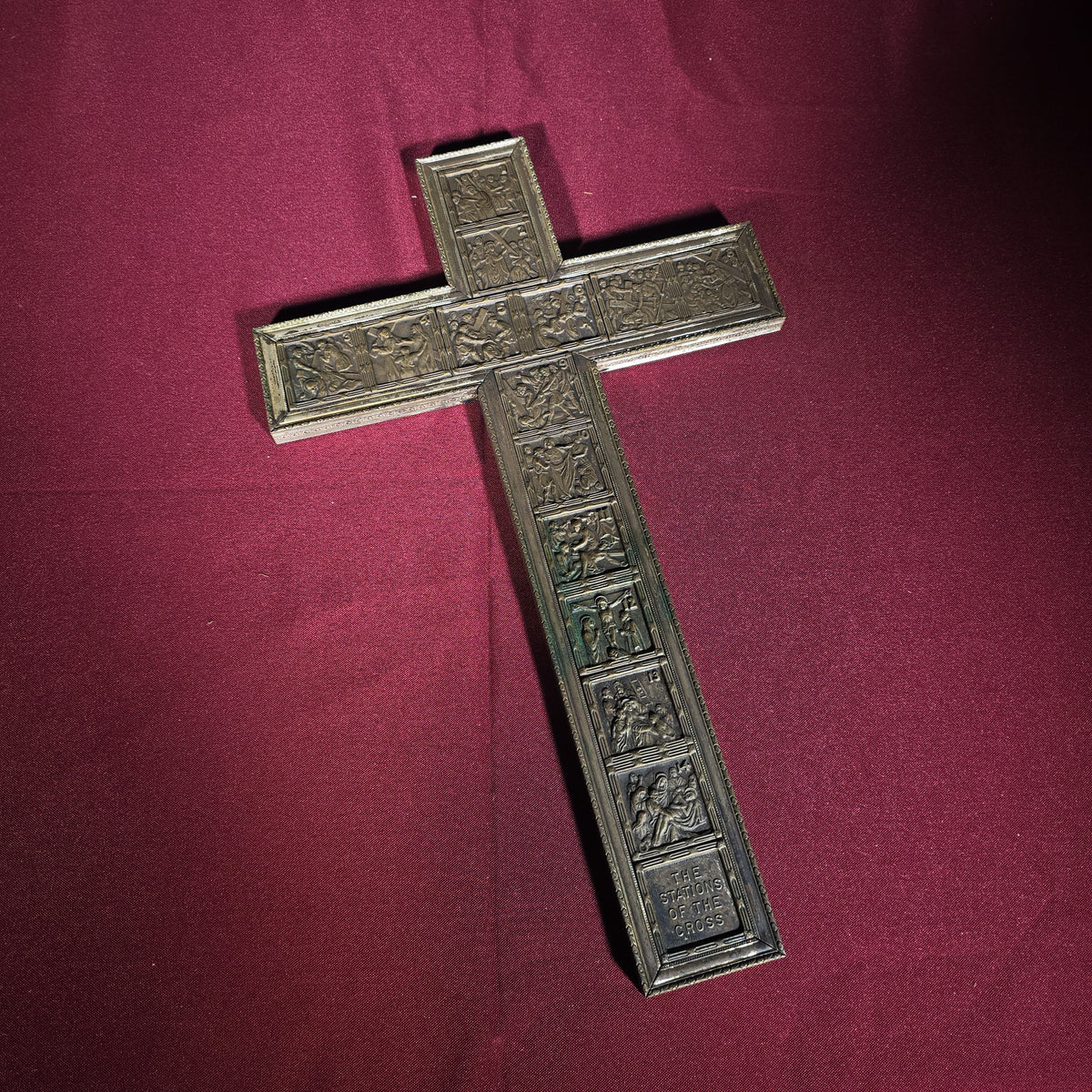 Vintage Stations of the Cross Wall Cross, Manufactured by McGrath & Co., Boston, Massachusetts, 1950