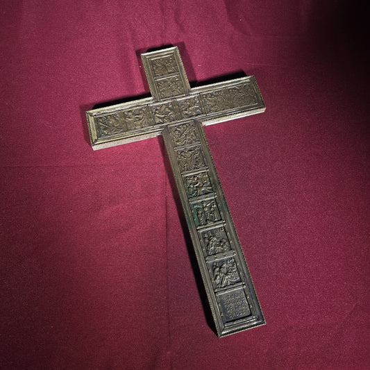 Vintage Stations of the Cross Wall Cross, Manufactured by McGrath & Co., Boston, Massachusetts, 1950