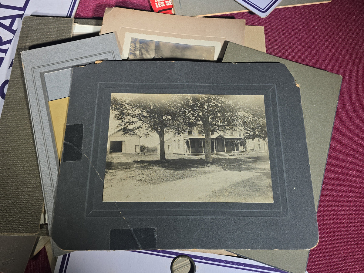 Grouping of Antique and Vintage Ephemera including Board-Mounted Photographs, "Funeral Car" Placards by H. A. Smith Co., St. Paul, Minnesota, and "Miroir de l'Histoire" Magazine