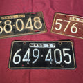 Lot 087 - Grouping of Three Vintage 1950s Massachusetts License Plates, 1953, 1957, and 1959