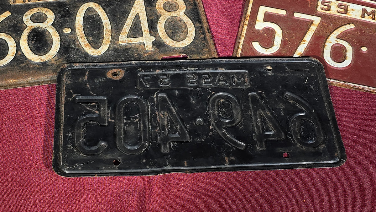 Grouping of Three Vintage 1950s Massachusetts License Plates, 1953, 1957, and 1959