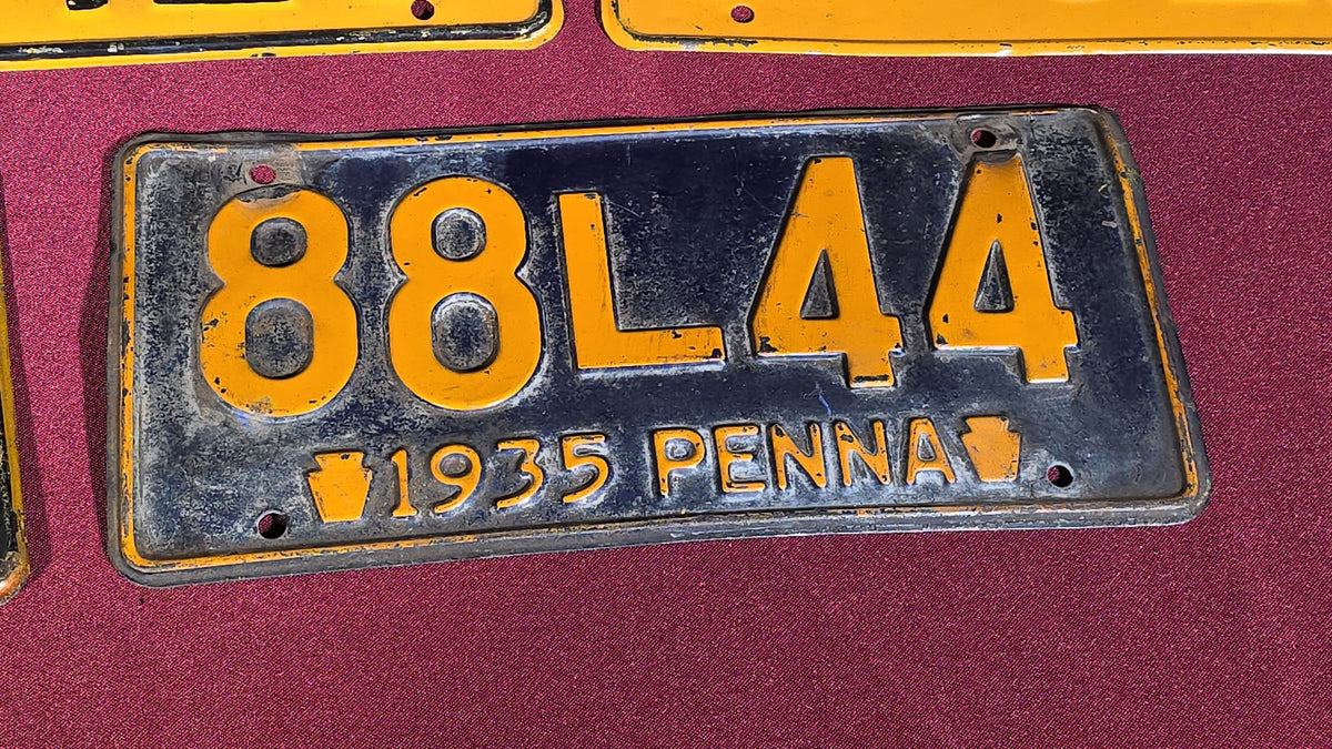 Grouping of Eight Antique 1930s Pennsylvania License Plates, 1931–1939