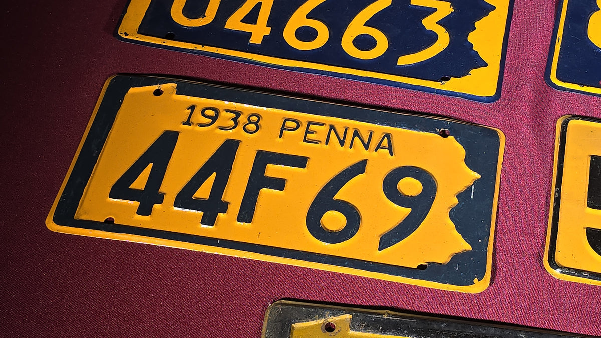Grouping of Eight Antique 1930s Pennsylvania License Plates, 1931–1939
