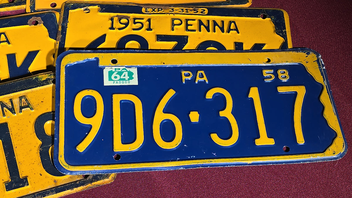 Grouping of 18 Vintage 1950s Pennsylvania License Plates