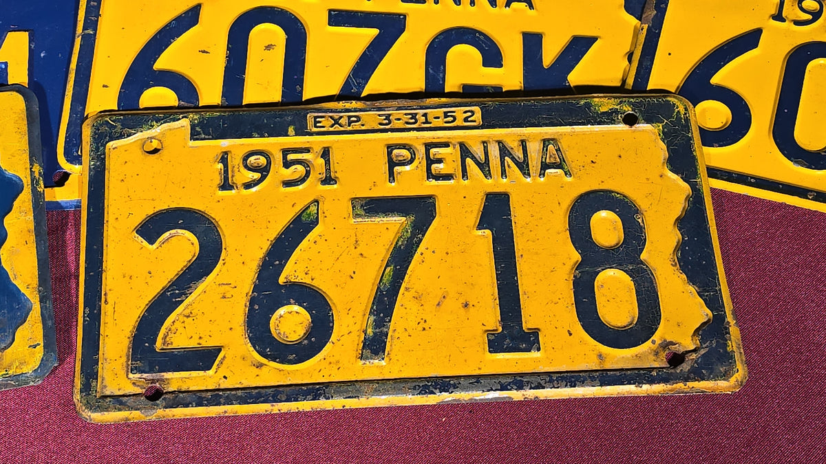 Grouping of 18 Vintage 1950s Pennsylvania License Plates