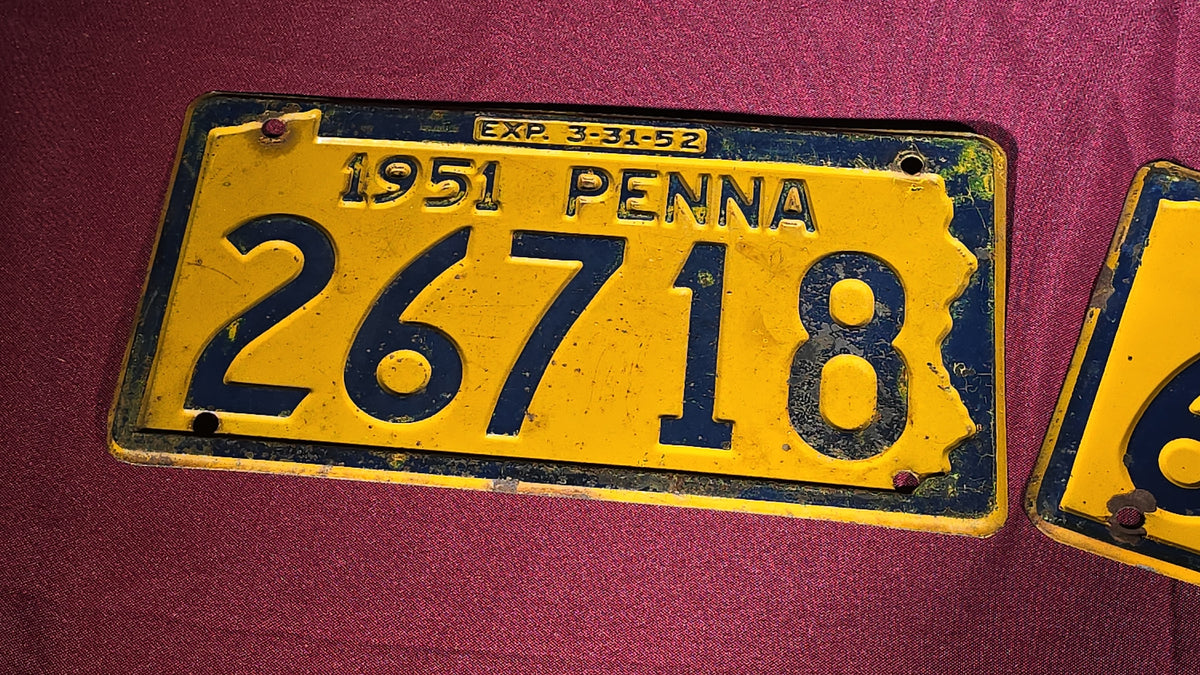 Grouping of 18 Vintage 1950s Pennsylvania License Plates