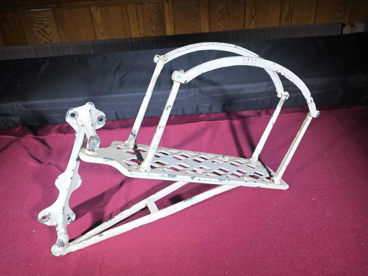 Pair of Antique White-Painted Cast Iron Fire Hose Brackets, Manufactured by B.C. Co., Dated 1912
