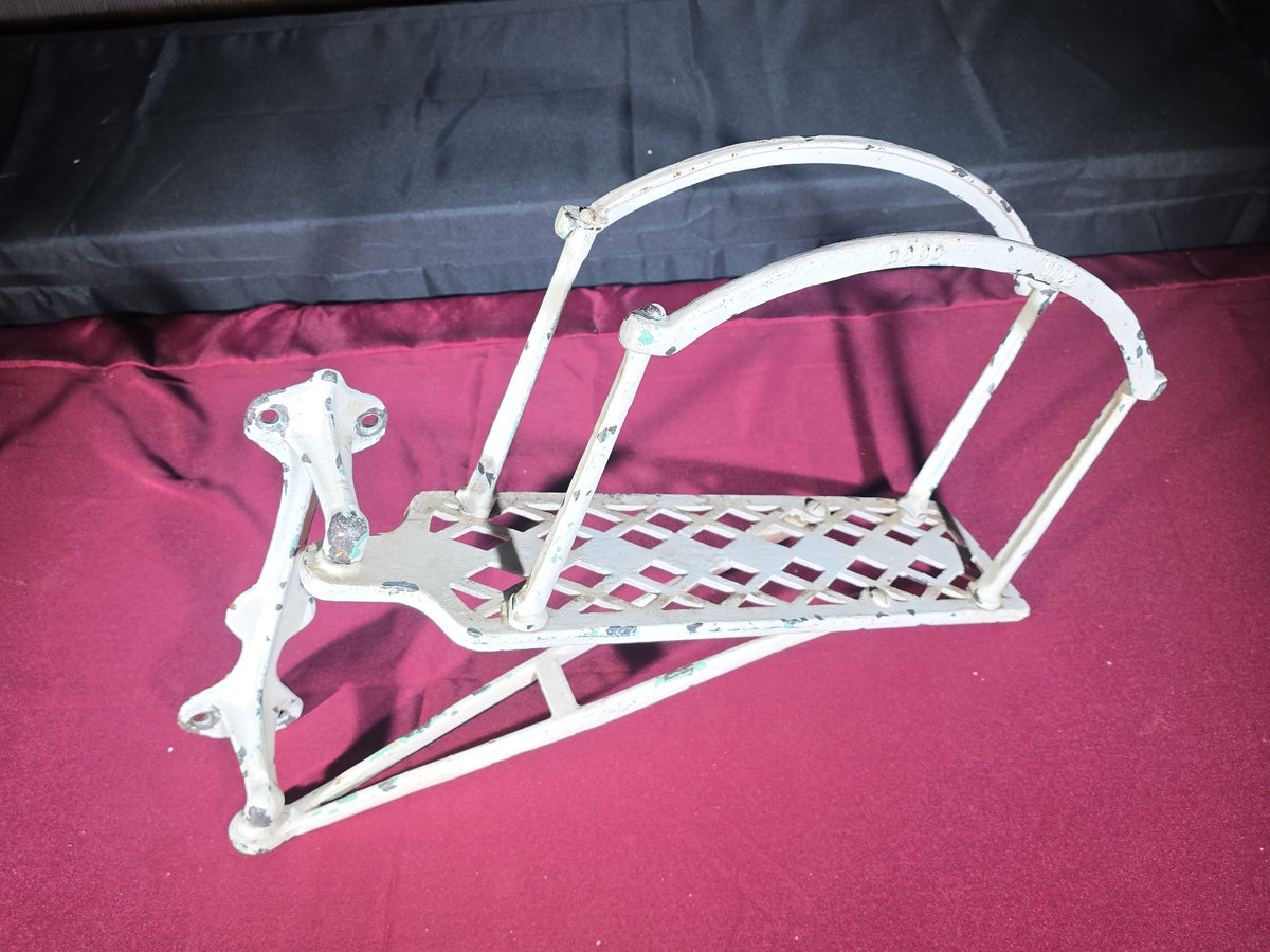 Pair of Antique White-Painted Cast Iron Fire Hose Brackets, Manufactured by B.C. Co., Dated 1912